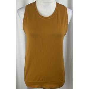 Athleta Mustard Yellow Sleeveless Ribbed Knit Top Women's Size Small Yoga Gym